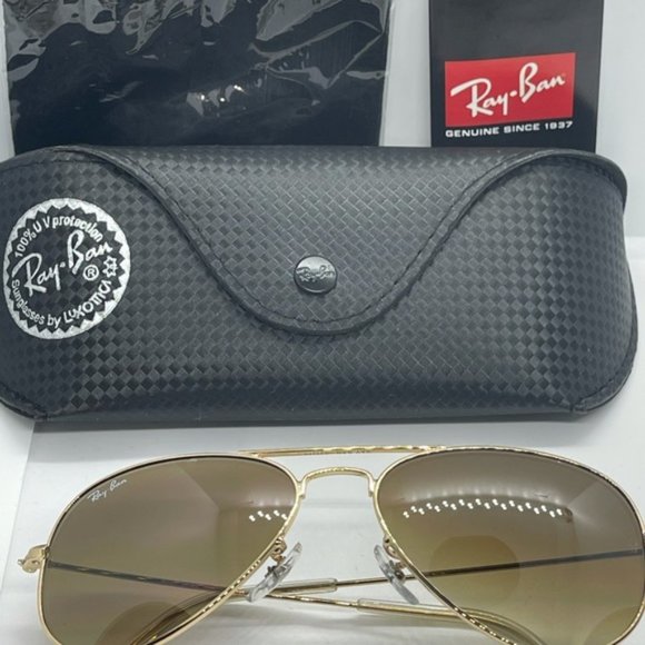 BNWT Authentic Rayban 3025 Gold/Gradient Brown Lens - Picture 2 of 8